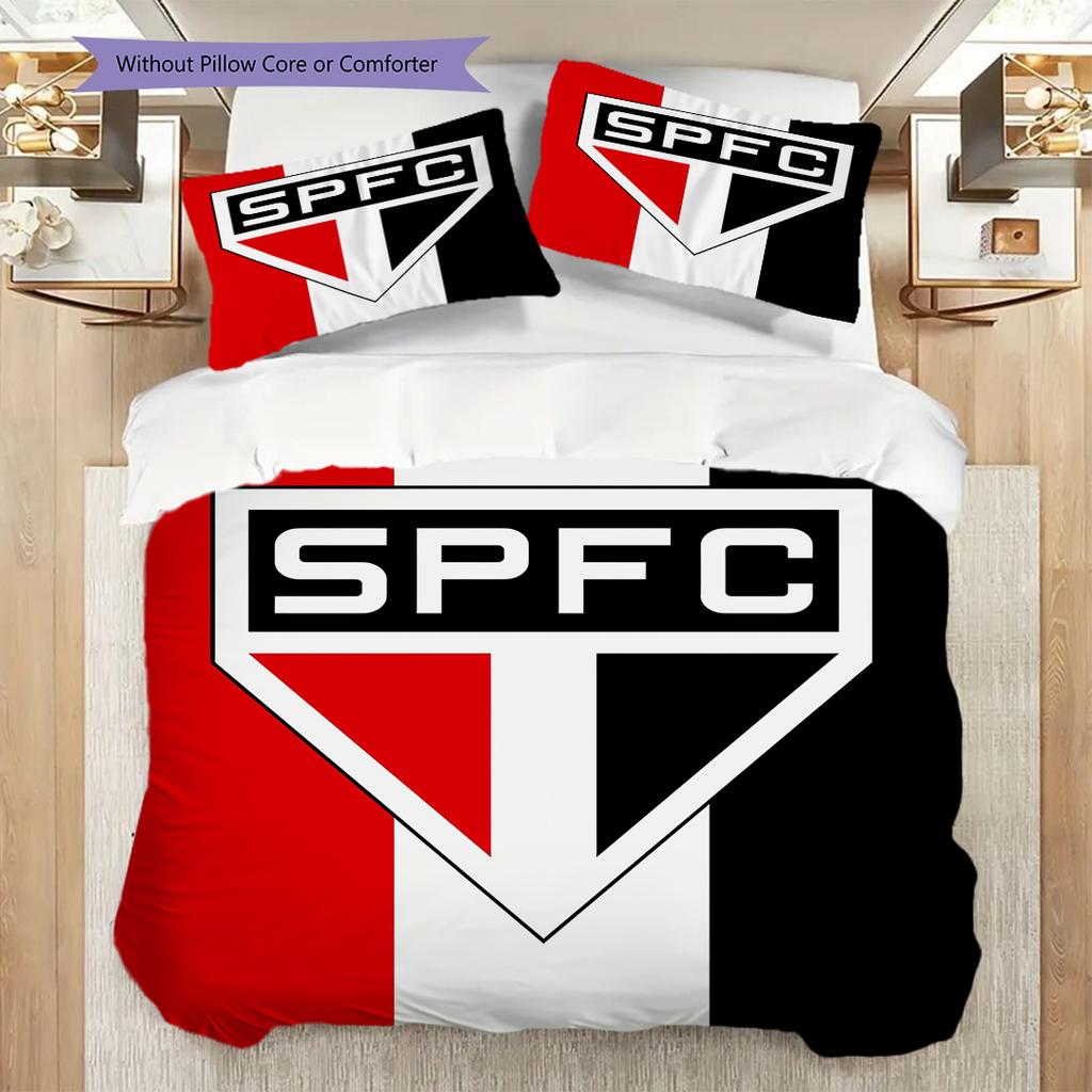 Sao Paulo FC Pattern Bedding Quilt Set Quilt Cover Pillowcase Home Decoration Birthday Gift (1 * duvet cover + 2 * pillowcase, without core)