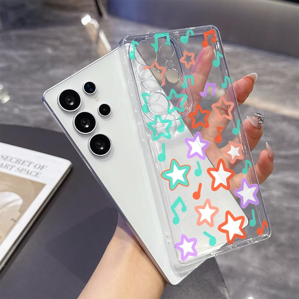 Яркий чехол с нотами и звездами для Samsung Galaxy S26 S25 S24 S23 S22 S21 S20 FE Plus Мягкий ТПУ Тонкий Ударопрочный Чехол