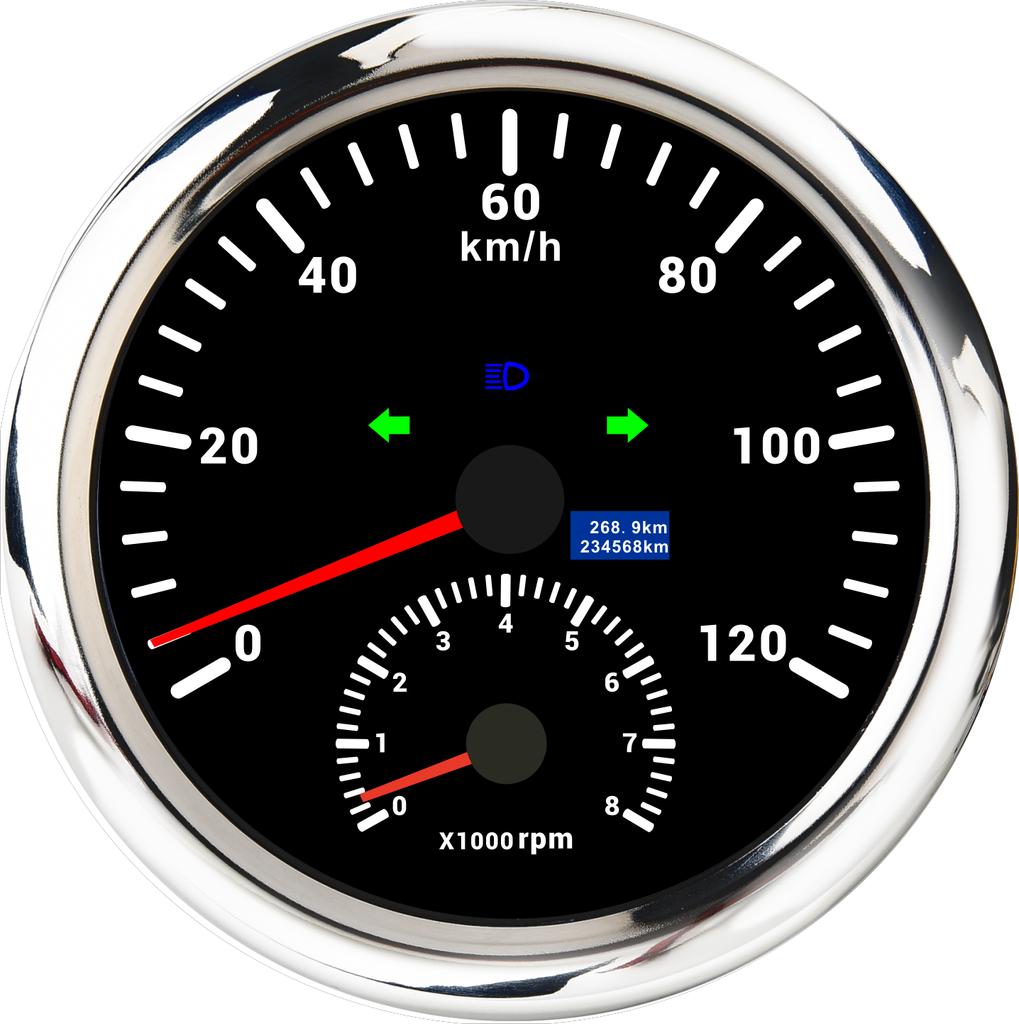 110 мм автоматический спидометр тахометр 2 в 1 цифровой датчик скорости с GPS антенной 0 ~ 8000 об / мин автомобильный одометр об / мин тахометр счетчик моточасов км / ч / миль / ч