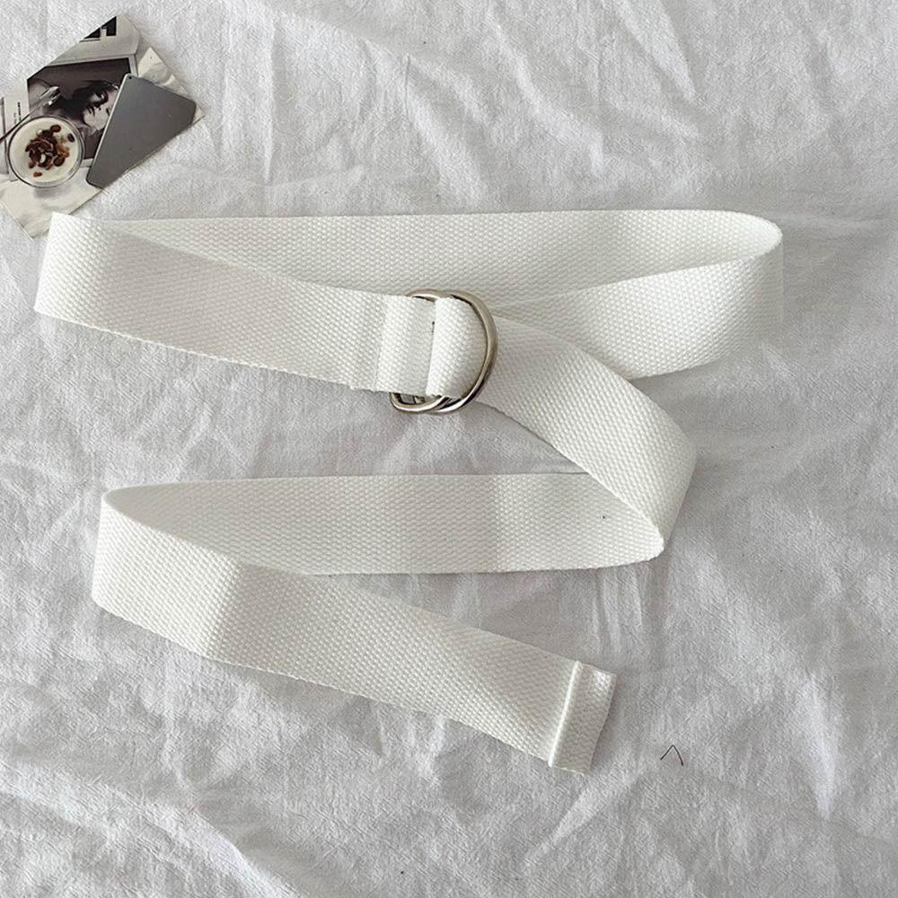 Повседневный холщовый ремень однотонный студенческий ремень повседневная пряжка с двумя кольцами для джинсов