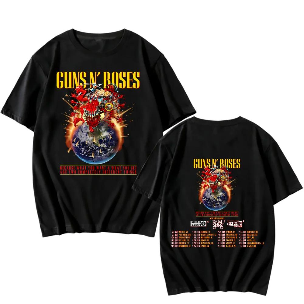 Guns N Roses 2025 Tour T-shirts Vintage Rock Band Streetwear Short Sleeve Fashion Cotton Tshirts Women Men Tees Chic Y2K Clothes