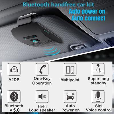Автомобильный комплект громкой связи Bluetooth 4.2, зажим для солнцезащитного козырька, беспроводной аудиоприемник, громкая связь, музыкальный плеер, двойной микрофон