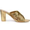 Allegra K Women's Slouch Slip-On Block Heel Slide Sandals, Gold, Size 25.5cm