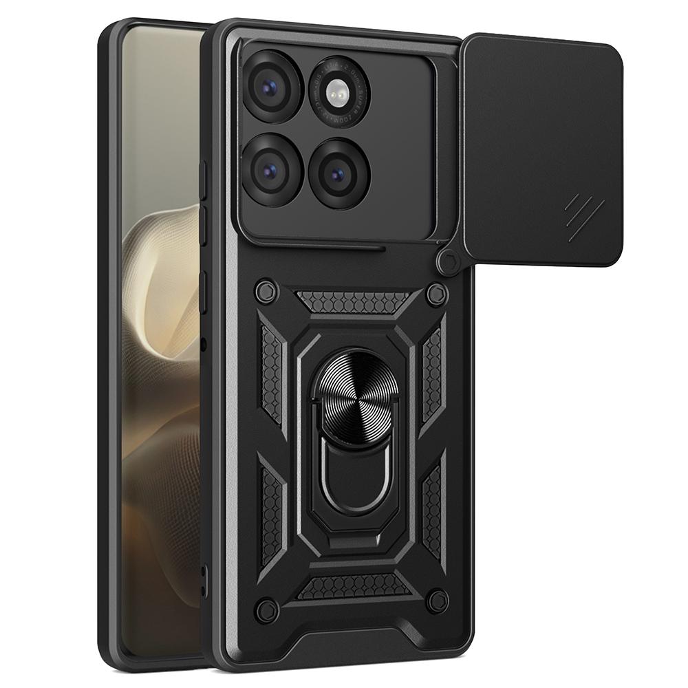 AMORUS Чехол для Motorola Edge 60 Pro 5G с подставкой, PC+TPU чехол для телефона со слайдером для защиты объектива камеры