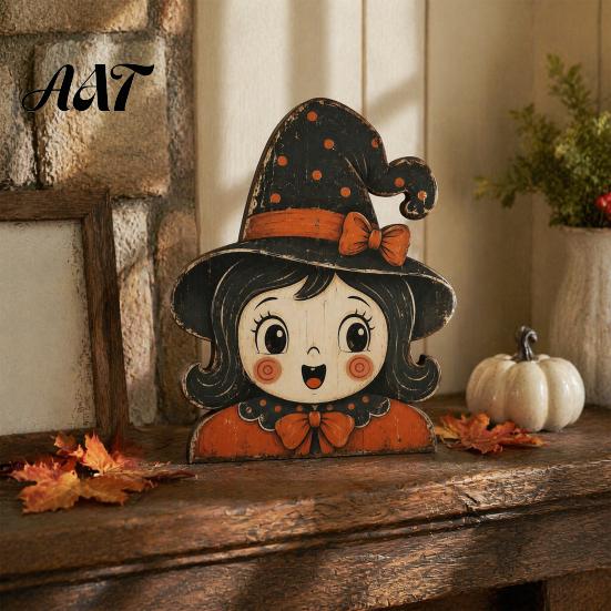 Vintage Style Desktop Ornaments Halloween Tiered Tray Decorations, Wooden Tabletop Ornaments, Centerpiece Rustic Farmhouse Holiday Decor