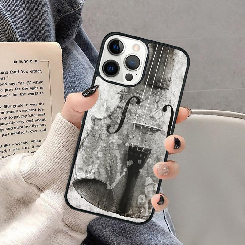 Чехол для телефона 'Скрипка и Музыкальная нота' для iPhone 17 Air 16 16e 15 Plus для Apple 13 11 12 14 Pro Max Чехол coque Корпус