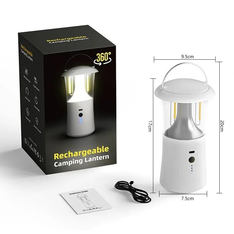 USB Rechargeable Camping Light 3 Color Modes Stepless Dimming Waterproof LED Emergency Hanging Lamp for Outdoor Camping