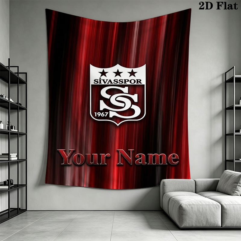 Name Custom Sivasspor Wall Tapestry Aesthetic Wall Hanging Printed Fabric Blanket Decorative Tapestries for Bedroom Living Room Home Decor