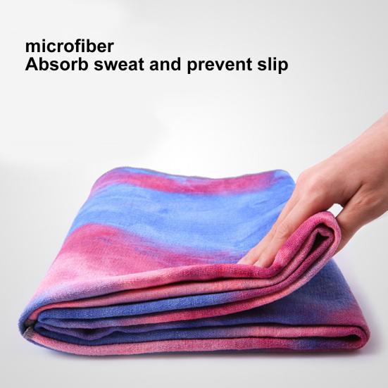 Yoga Towel Sweat Absorption Extra Soft Non-Slip Washable Non-Fading Superfine Fiber Workout Towel Yoga Mat with Anti-slip Grip Dots for Gym