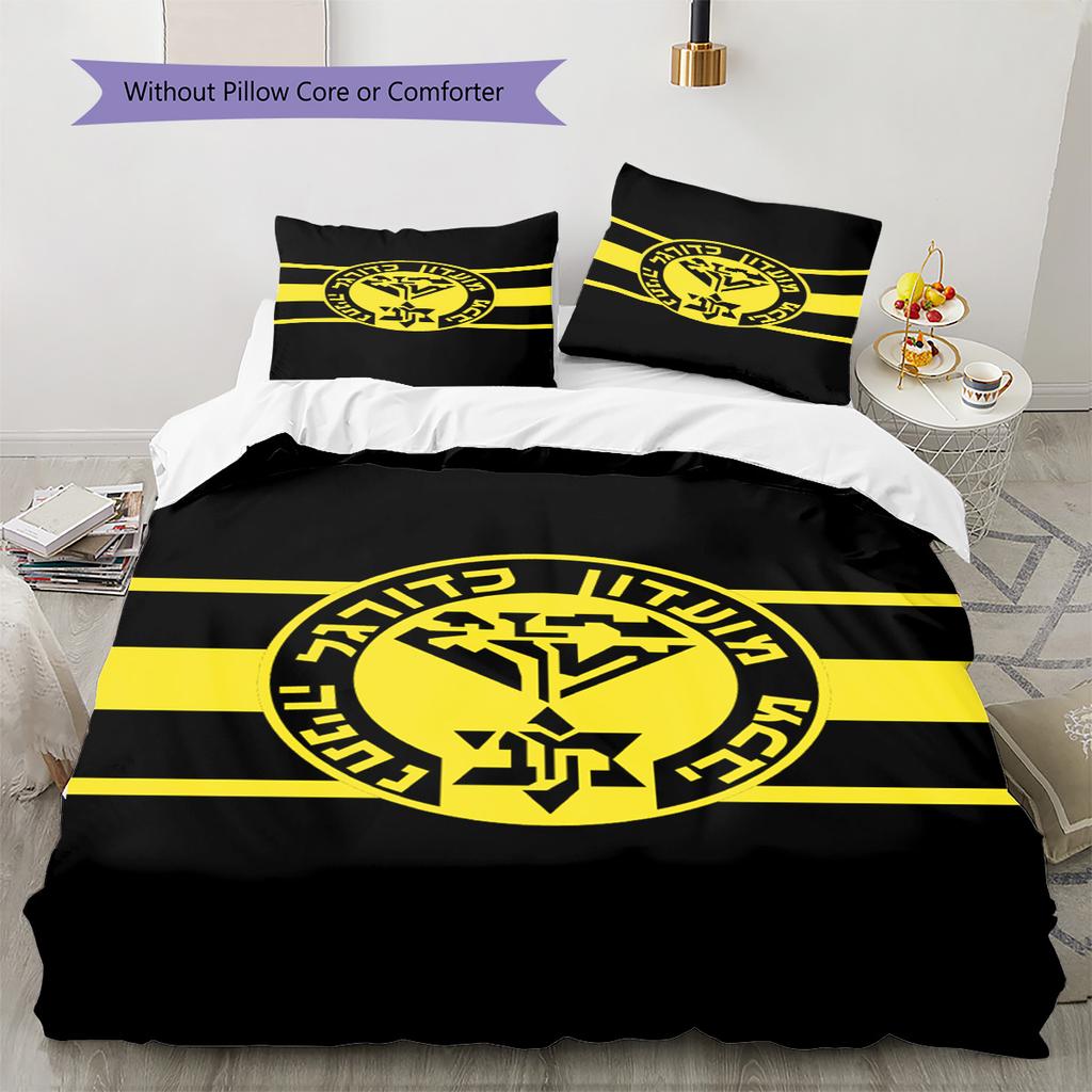Maccabi Netanya FC Pattern Bedding Set Quilt Cover Pillowcase Home Decor Gift (1 * duvet cover + 2 * pillowcase, without core)