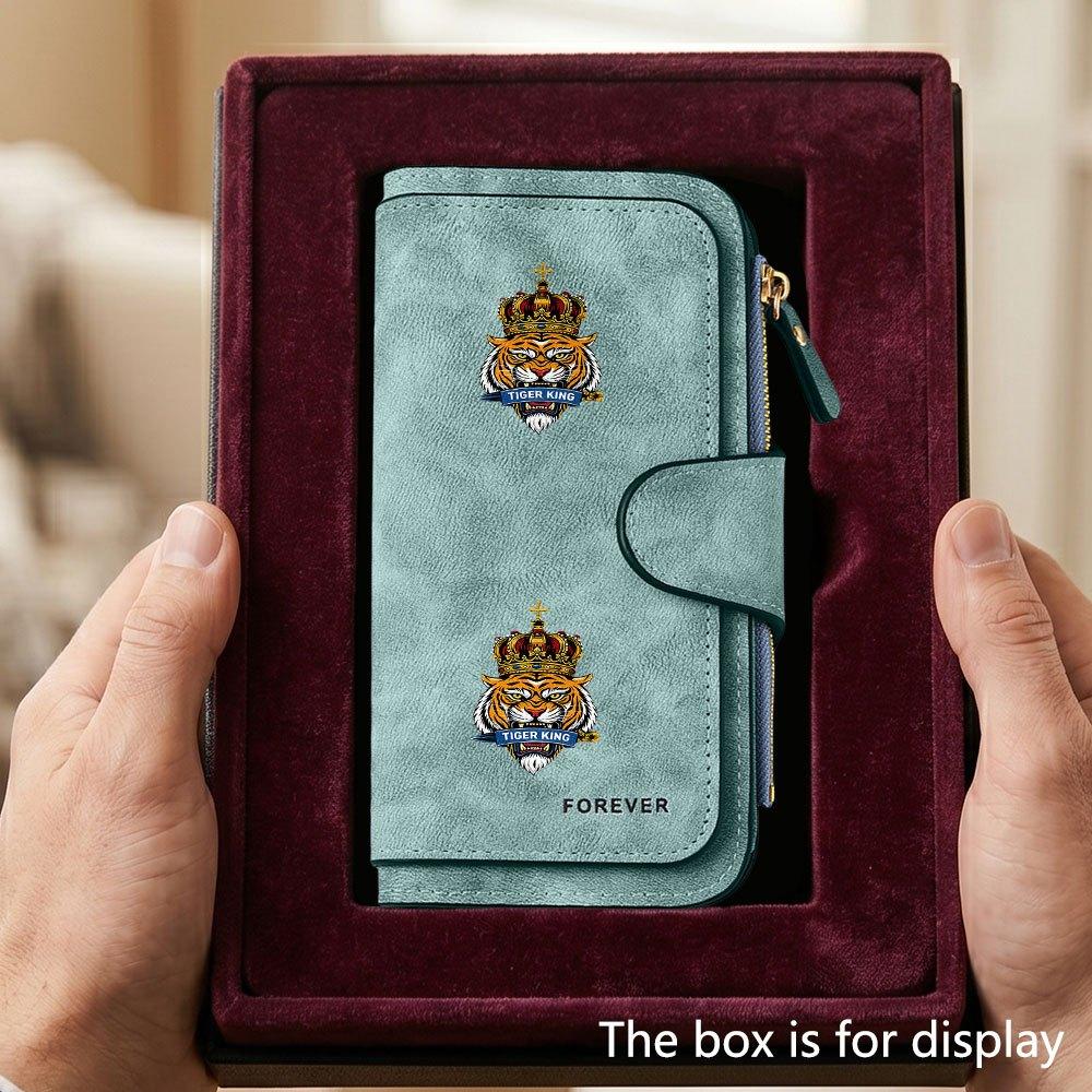 Unique Tiger King Crown Men's Large Capacity Wallet with Business Card Slot and Cash Pocket, Suitable for Formal Occasions and Office Use, Ideal Gift