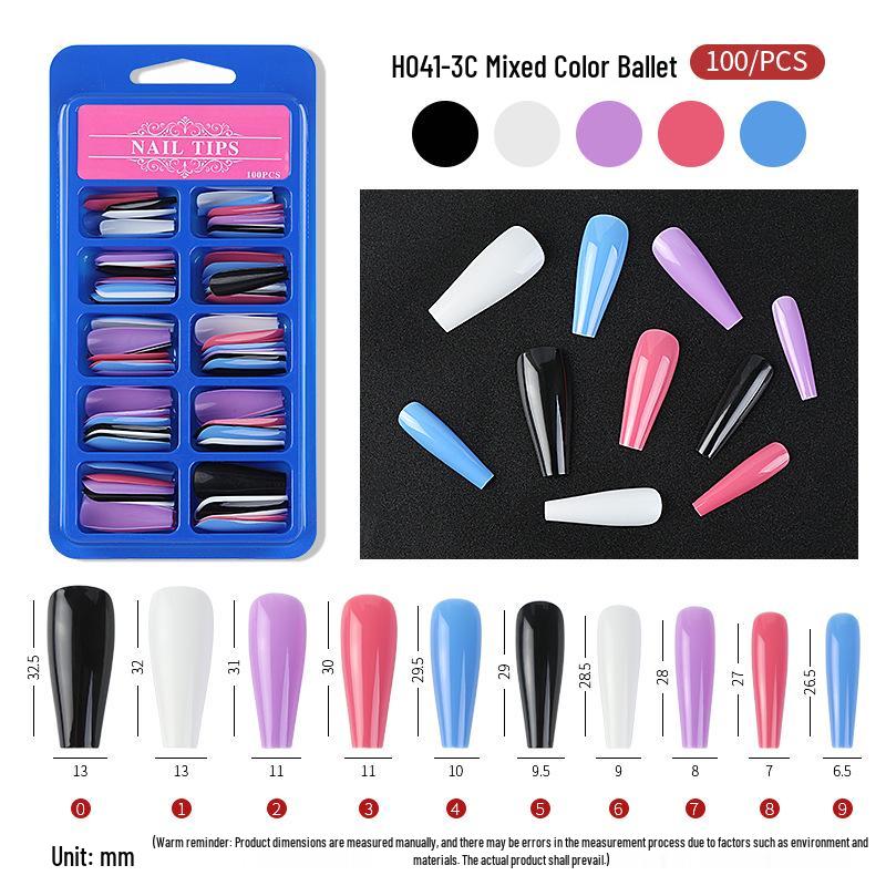 Long-Length Ballet Blue False Nail Stickers – Full Cover Nail Art Patches