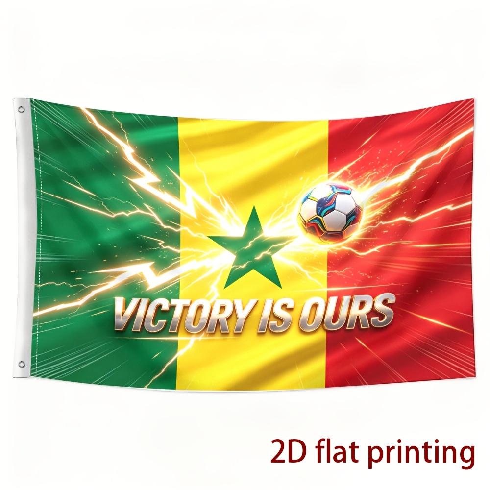 2D Flat, 2D Flat Senegal Color Scheme Football Pattern Decorative Hanging Flag, Single-Sided Printing. Suitable for Party Flags, Cheerleading Banners,