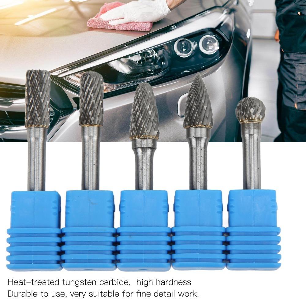 5PCS Alloy Steel Carbide Rotary Burr Set 6x10mm Rotary Burr File Set  Weld Seam Trimming