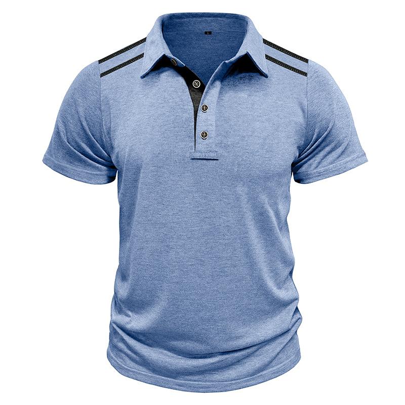 Лето 2025 Мужское поло с коротким рукавом и лацканами, униформа на пуговицах, ретро, цветной блок, повседневное, свободного кроя, универсальная футболка-поло