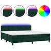 Box Spring Bed with Mattress & LED Dark Green 200x200 cm Velvet