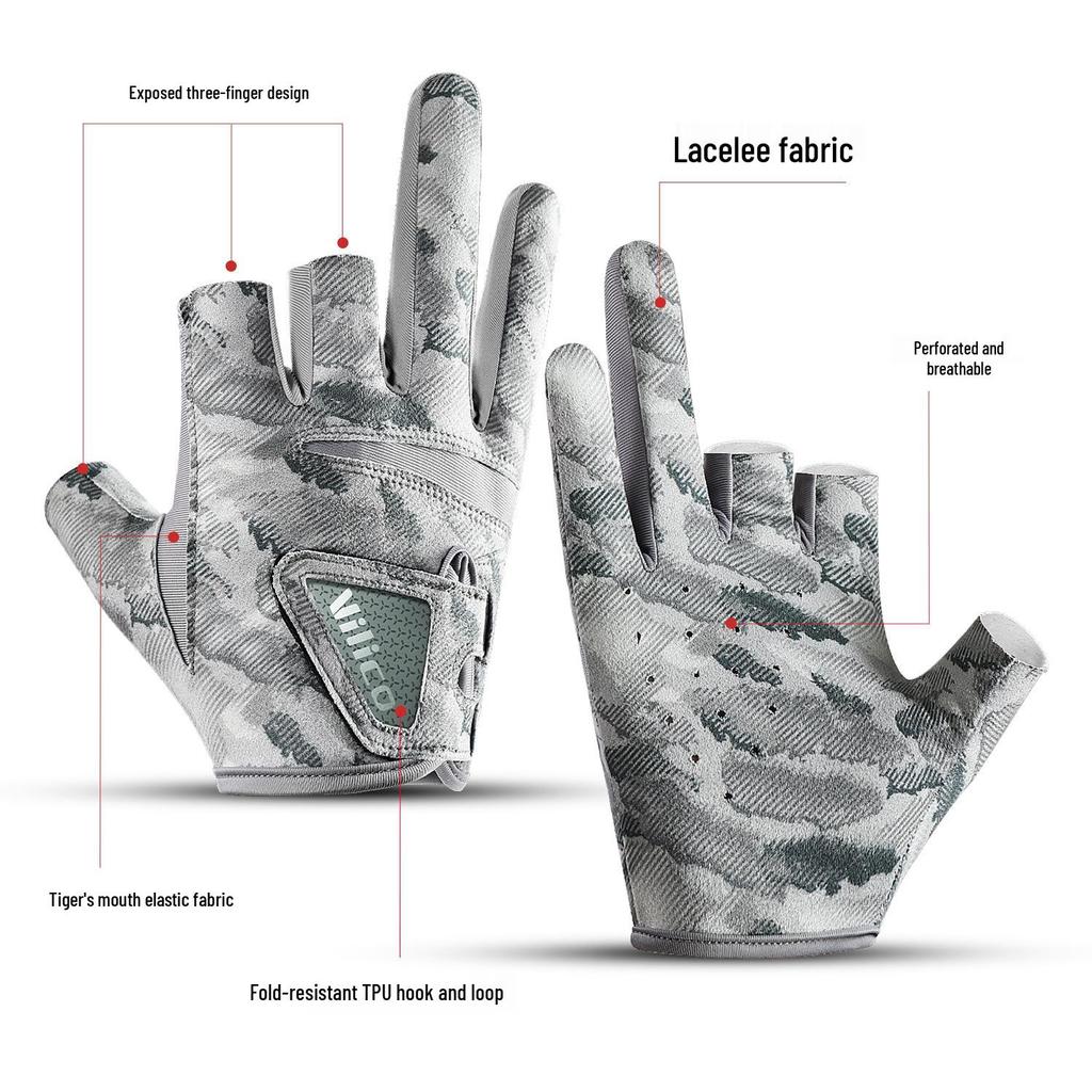 Summer Thin Breathable Three-Finger Fishing Gloves - Anti-slip, Professional Lure Design