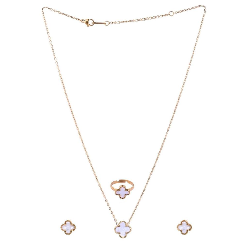 Не тускнеющий кулон-медальон для девочек | Эстетичные аксессуары для женщин | Стильное колье-клевер для девочек с цепочкой