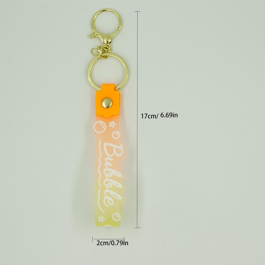 PVC Keychain with Leather Cord and Candy Soft Rubber Doll, Transparent Lanyard, and Jelly Gradient Color Hand Rope