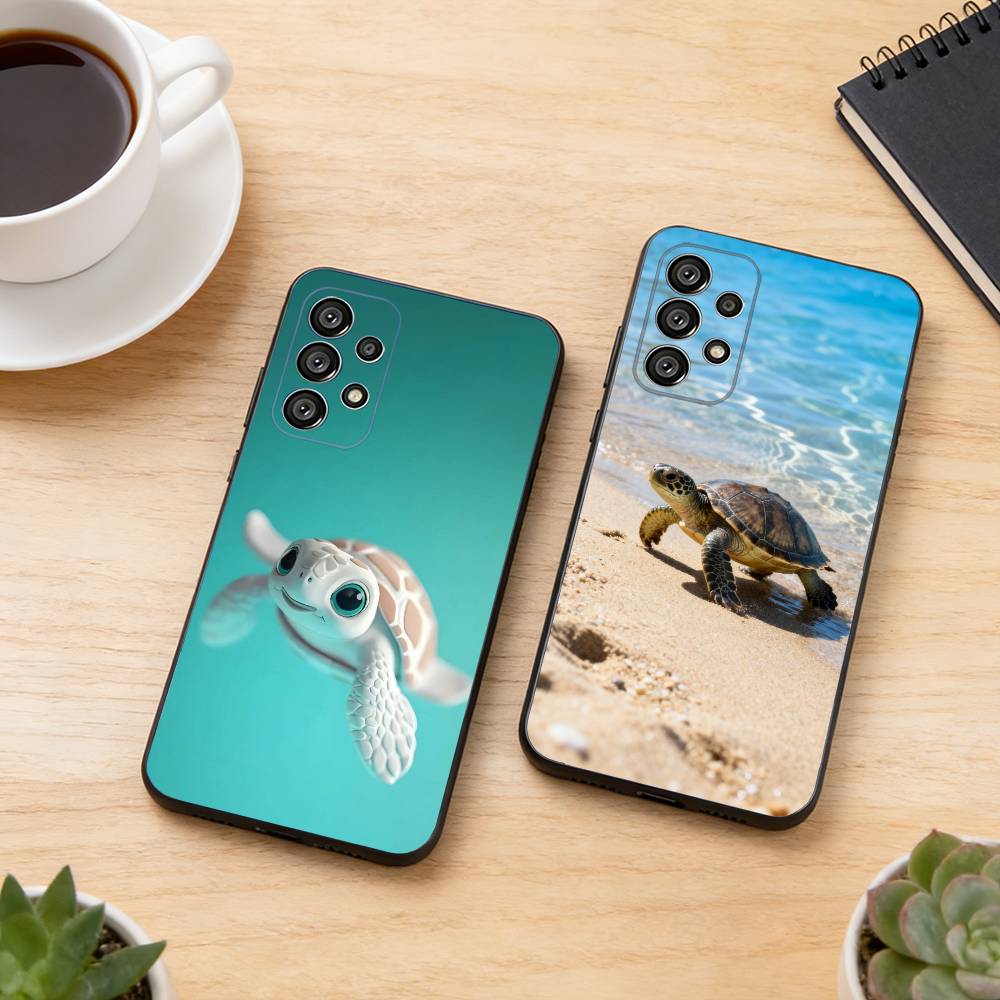 Милый Чехол-Черепашка для Телефона Samsung S25, S24, S21, S22, S23, S30, Ultra, S20, Plus, Fe, Мягкий Силиконовый Черный Чехол
