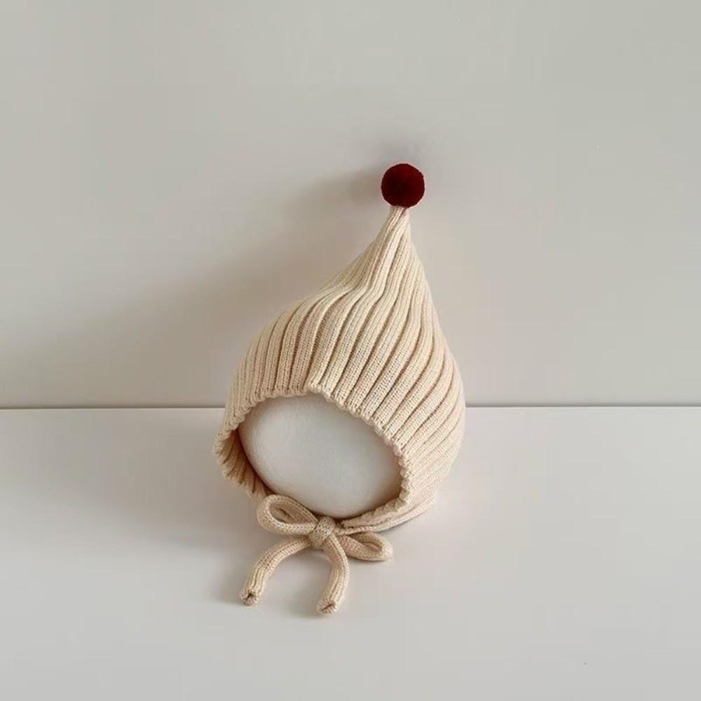 Comfortable Lacing Beanie Cap Solid Color Earmuffs Cap Cute Children Pullover Hat Autumn Winter
