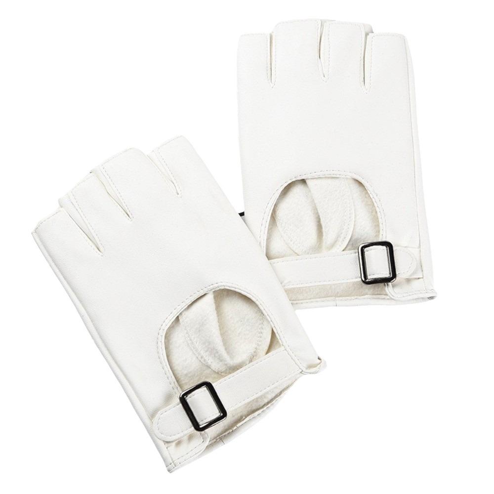 Punk PU Leather Gloves Short Fingerless Mittens Hip Hop Half Finger Gloves  Hip-Hop