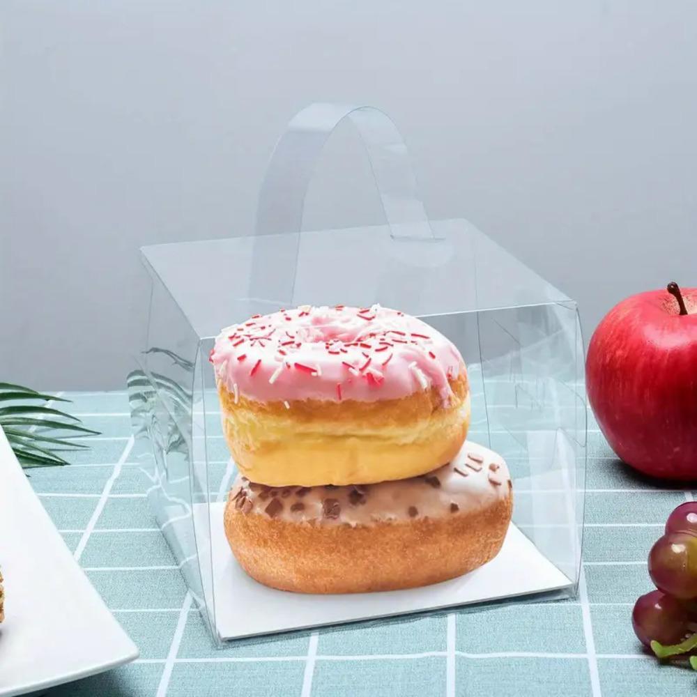 10 шт. Прозрачные пластиковые коробки для тортов с ручками, универсальные индивидуальные контейнеры для десертов на свадьбы, дни рождения, юбилеи, Рождество, Хэллоуин