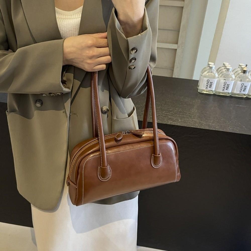 Korean Ins Style Women PU Shoulder Bag PU Leather Underarm Bag Vintage PU Hobo Bag Streetwear