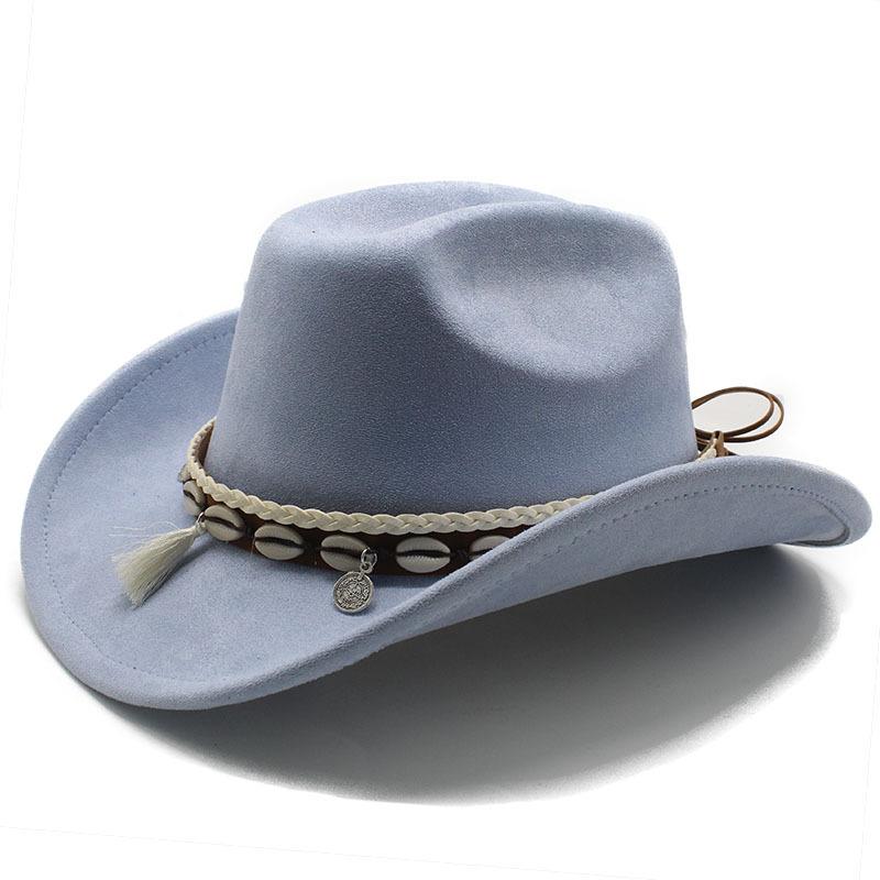 White Fringed Decorative Suede Fleece Warped Edge Western Cowboy Hat Men And Women Outdoor Curled Brim Ethnic Style Top Hat Felt Hat