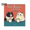 1/2Pcs 2025 Wall Calendar Cats Chillin' with Coffee Wall Calendar 12 Monthly Coffee Cats Calendar Family Office Organizer for Cat Lover Gift