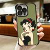 B-Bettys B-Boops Girl Plating Phone Case For Iphone 16 17 Pro Max Air 16E 14 15 Plus 12 13 Mini Anti-Fall Airabag Cover