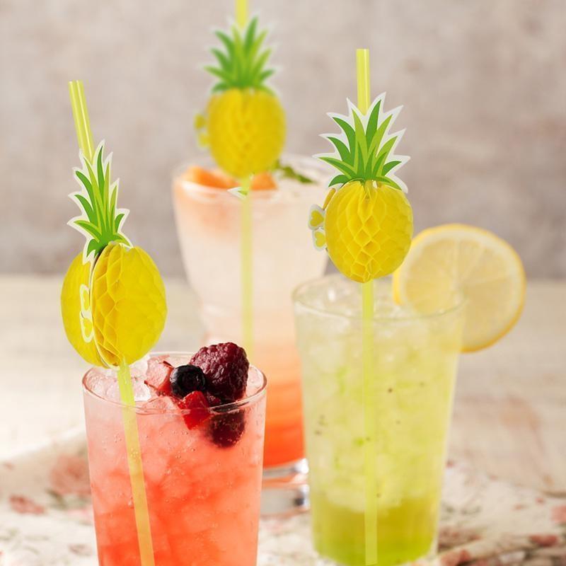 25 шт. Гавайские фламинго трубочки для питья пляжные вечеринки зонтики ананасовый сок-коктейль зонтики
