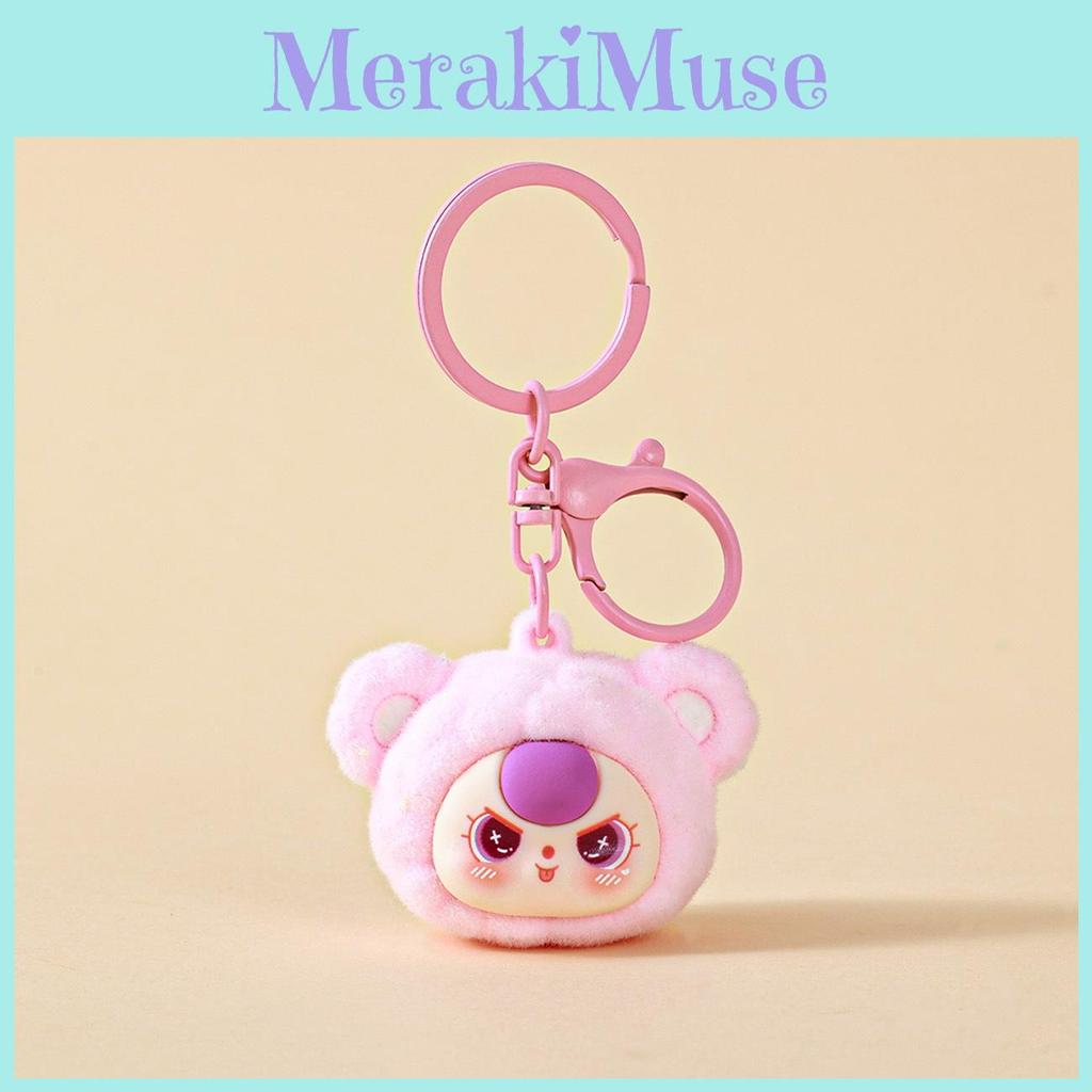 Three Cute Baby Cartoon Pile Coating Panda Head Pendant Keychain Gift For