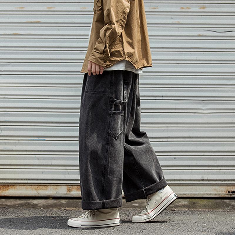 Men's Seasonal Denim Wide Leg Pants Workwear Casual Trousers
