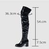Eilyken Winter Patent Leather Women Over-the-knee Boots Fashion Nightclub  Round Toe Zip Booties Square High Heels Ladies Shoes