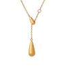 Non-Fading Minimalist Geometric Metal Teardrop Tassel Titanium Steel Necklace for Women (P332)