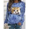 Spring Autumn Women Plus Size Pullover Casual Animal Print Hoodies Long Sleeved Round Neck Sweatshirt