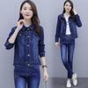 Женский повседневный джинсовый костюм, вышитая джинсовая куртка + джинсы, комплект из 2 предметов