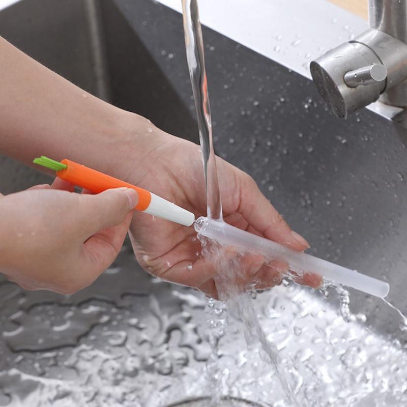 Многофункциональная соломенная щетка 3-в-1 Щетка для щели Бутылочка для кормления Щетка для соски Шланг Удлиненная чистящая щетка Чистящая щетка для крышки крышки серая