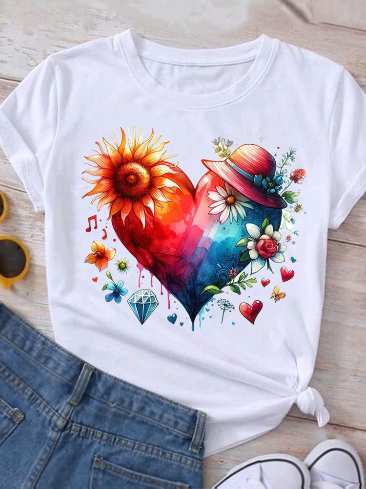 (Азиатский размер) Женская футболка в пляжном стиле, модный принт, женская графика, повседневные футболки с коротким рукавом, футболка, верхняя одежда