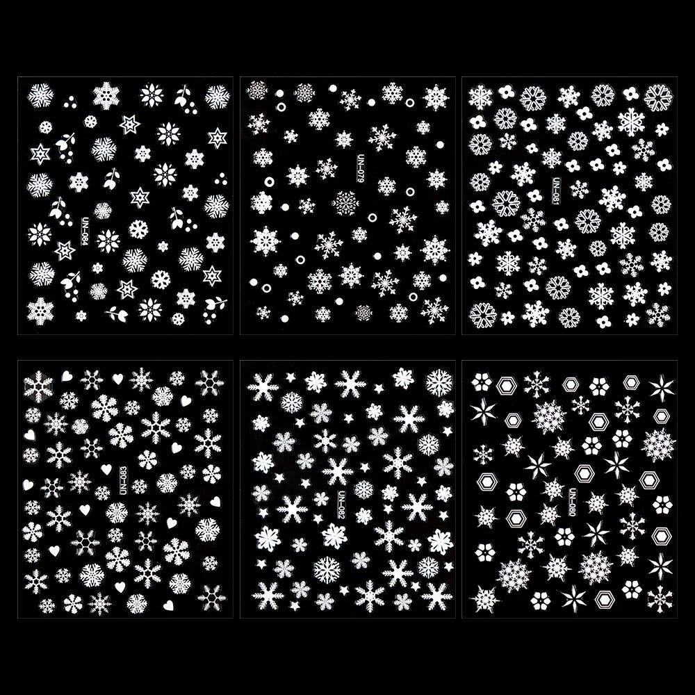 30 листов 3D белых снежинок рождественских наклеек для нейл-арта - самоклеящиеся для легкого нанесения
