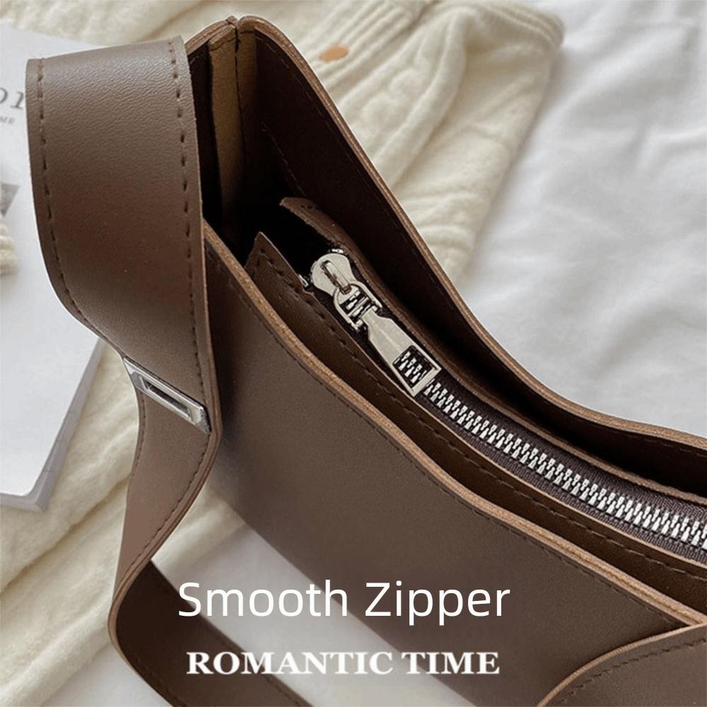 PU Shoulder Underarm Bag Solid Color Handbags Casual Half-Moon Underarm Bag  for Women