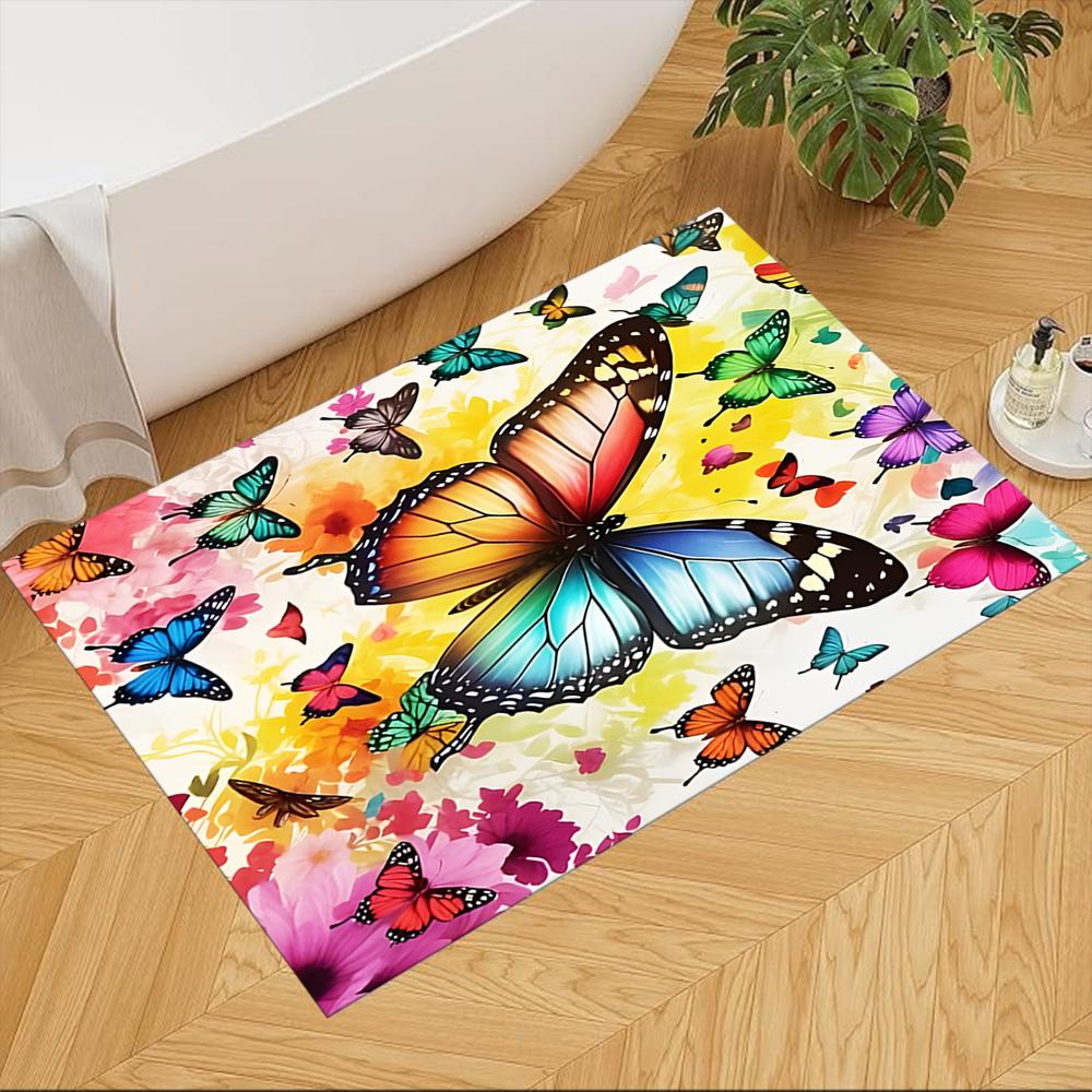 Purple Butterfly Night Magic Non-Slip Home Carpet Design for Office Decor Living Room Bedroom Gift