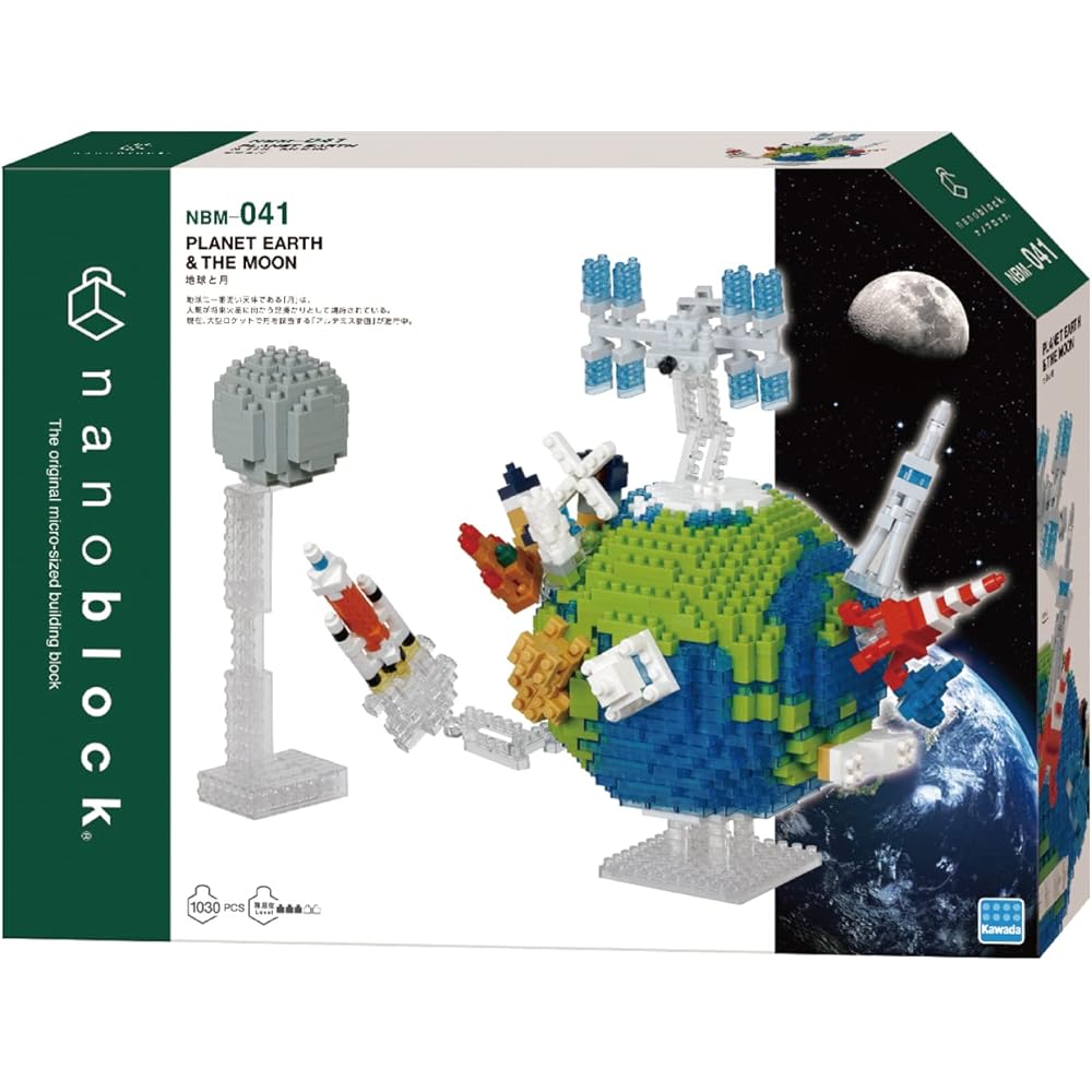 Kawada Nano Block Земля и Луна NBM-041 Конструктор из 550 деталей с детализированным дизайном
