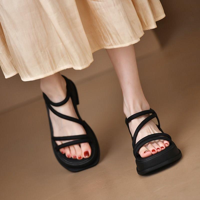 2025 new summer Internet celebrity super fire Roman sandals female outerwear fairy style student platform versatile skirt
