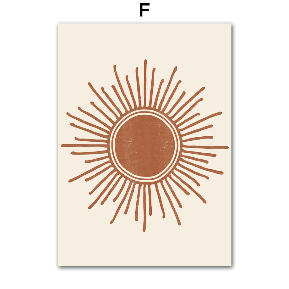 Бохо Геометрические фигуры Листья Солнце Постеры и принты Холст Картина Скандинавские абстрактные настенные картины Гостиная Домашний декор