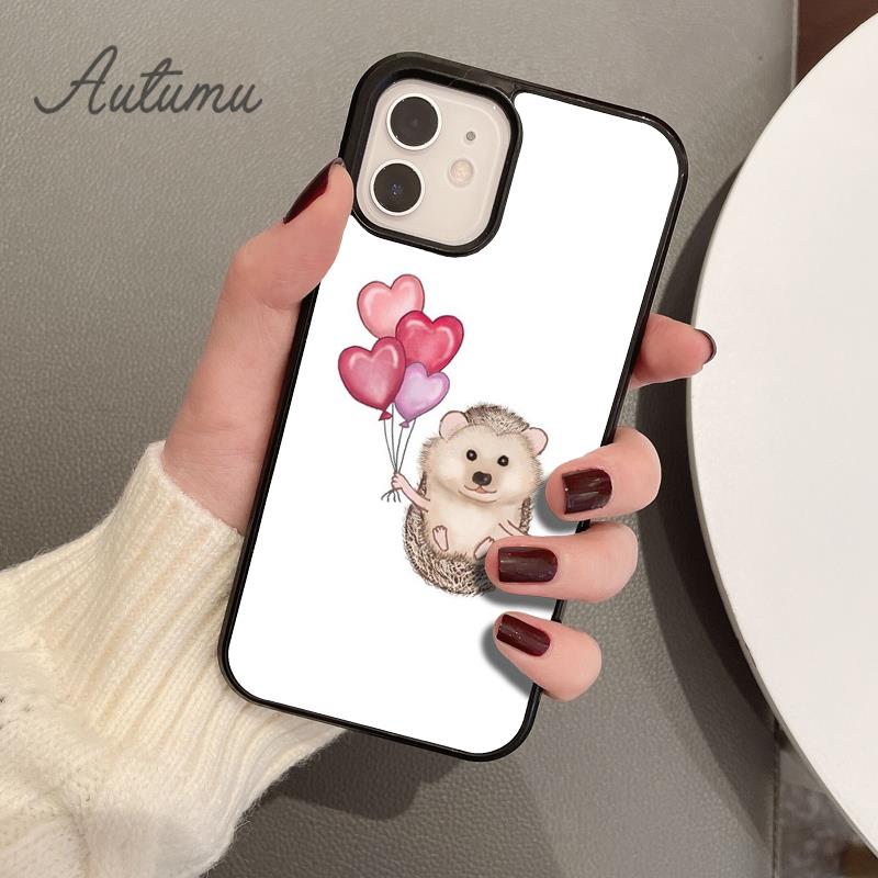 Чехол для телефона с изображением ежа и воздушного шара для iPhone 11 12 13 14 Pro Max mini X XR XS SE 2020 6S 7 8 Plus Samsung Galaxy S21 S22