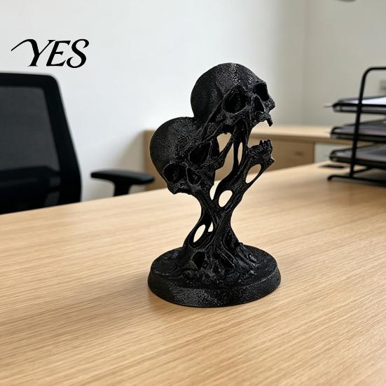 Арт-объект «Текучий Череп», Изделие методом цельного литья, Фигурка, 3D-печатное двойное украшение, Абстрактная скульптура, Декор в темном стиле для гостиной
