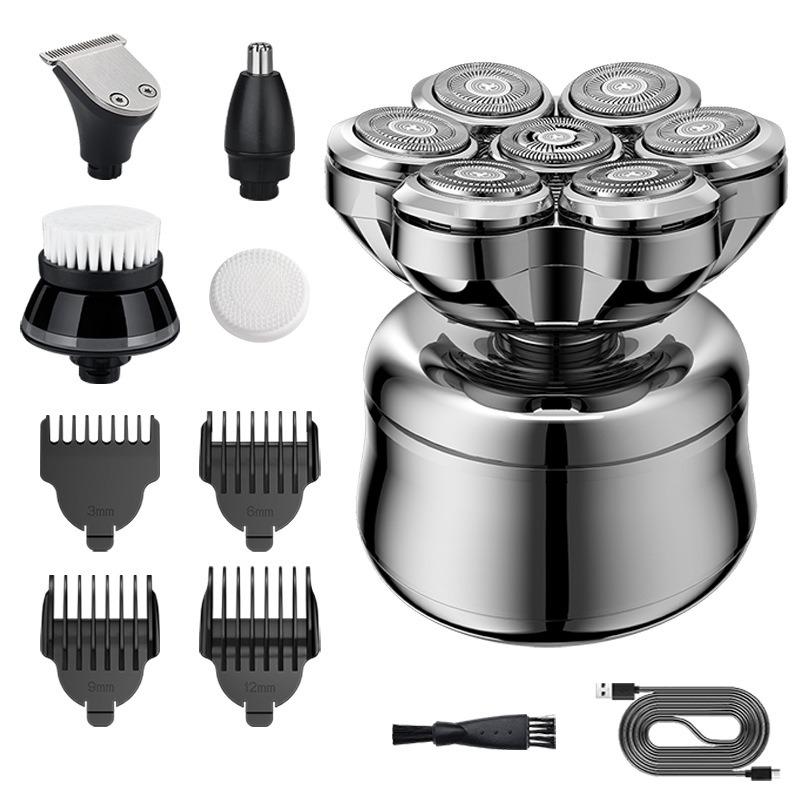 Shaved Head Haircut Intelligent Men's Clean-shaven Head Seven-blade Head Electric Shaving Razor Rechargeable Beard Scraper