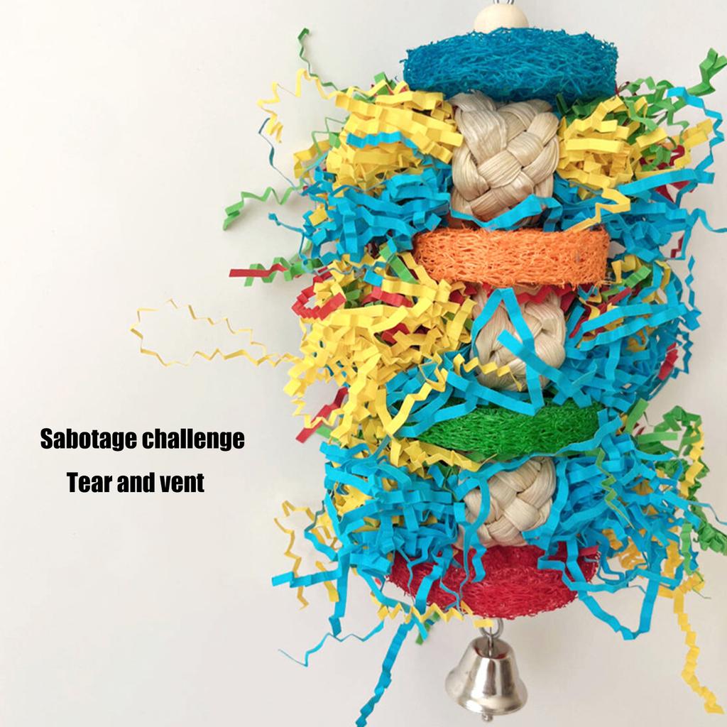 Игрушка для жевания домашних птиц Натуральная цветная бумага для измельчения для кореллы Conure Какаду Игрушка для скрежетания зубами для клетки